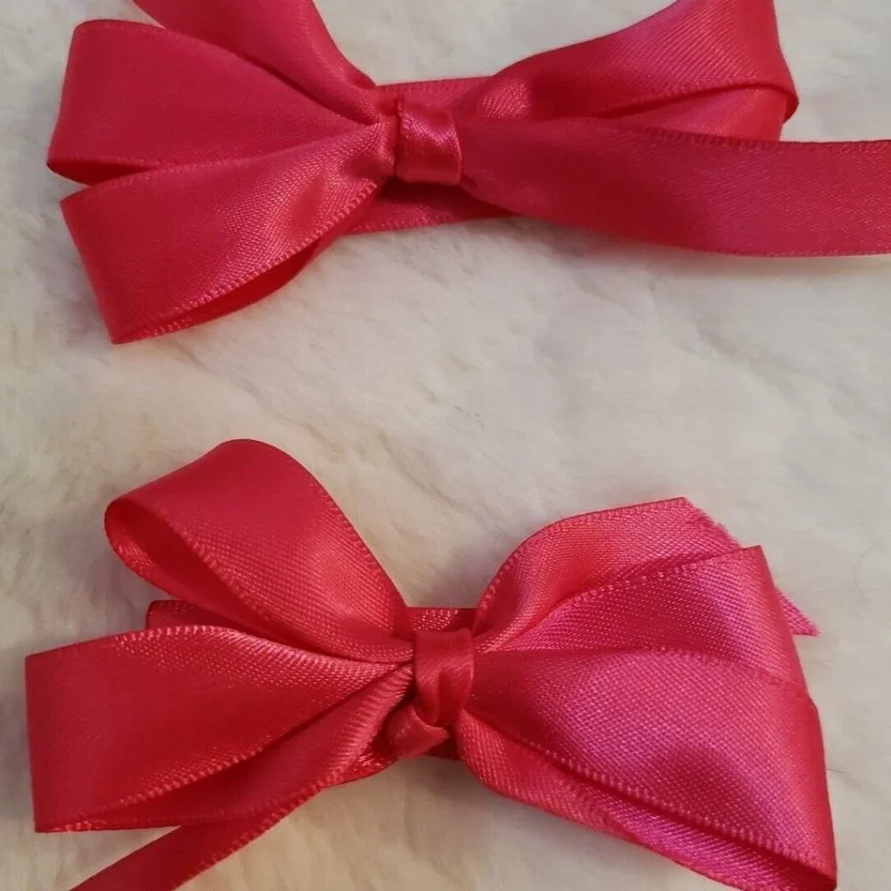 Pack of 3 Beautiful Handmade Girls Hair Bow Barrett Pink Silky Small/Medium